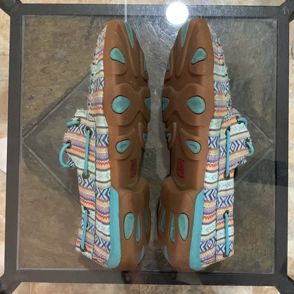 TWISTED X Women's Boat Shoe Driving Moc - Turquoise/Multicolor - Picture 4 of 11